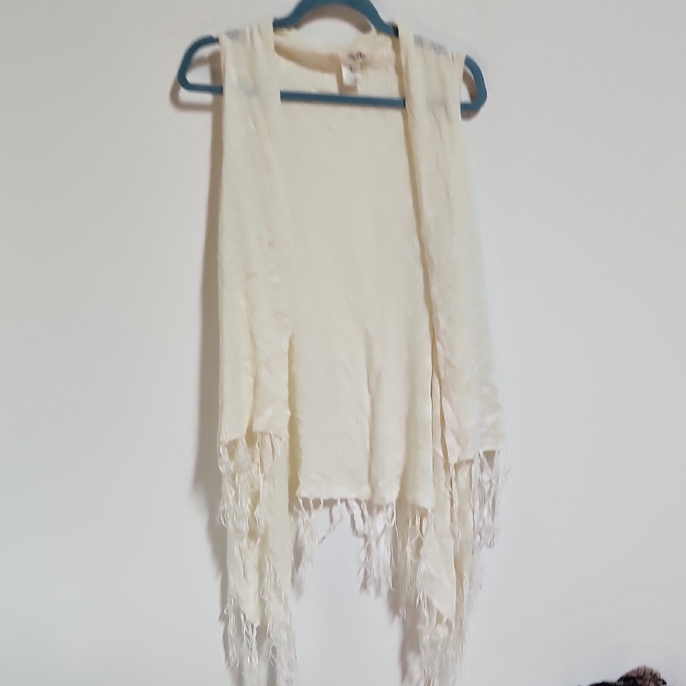 Say What? Cream Fringe Vest